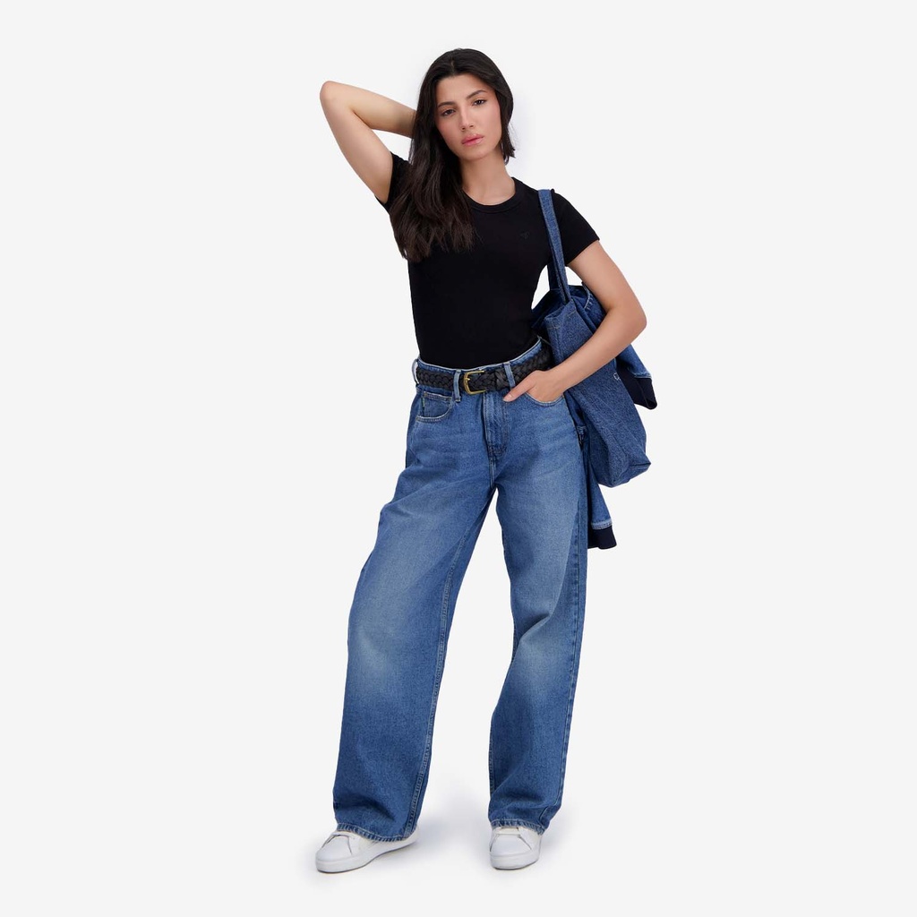 T-shirt côtelé sur taille femme manches courtes