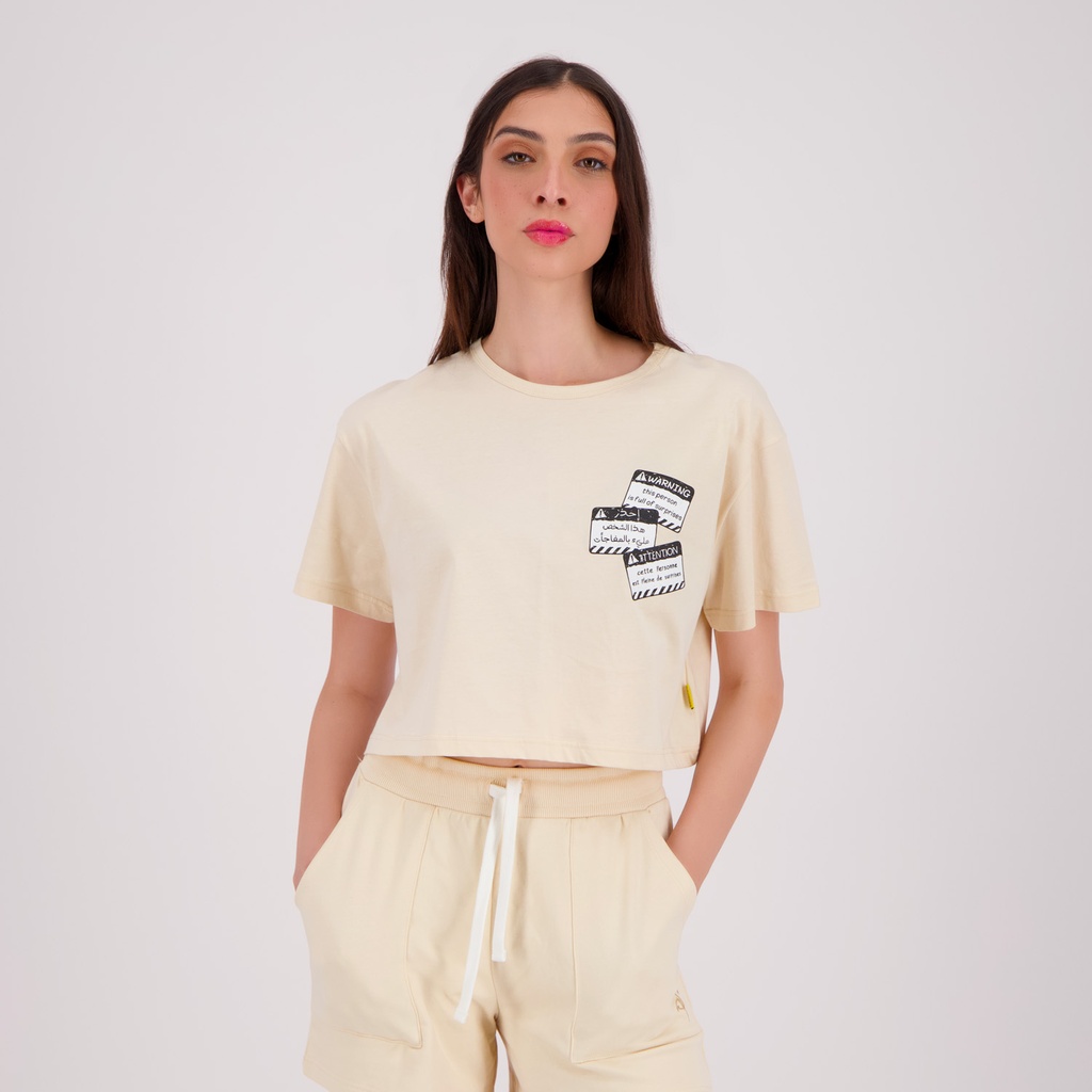 T-shirt crop femme manches courtes WARNING