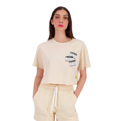 T-shirt crop femme manches courtes WARNING