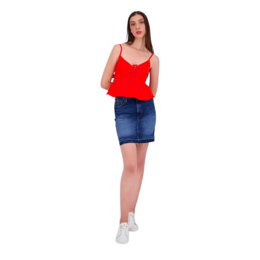 [05-010-59-013-K042-L] Top femme avec volant (Orangé, L)