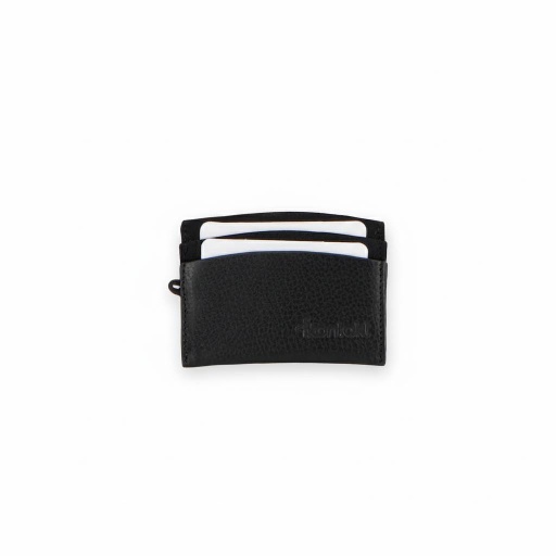 [01-010-128-001-K160-U] Porte carte en jeans et cuir (Jeans   Noir)