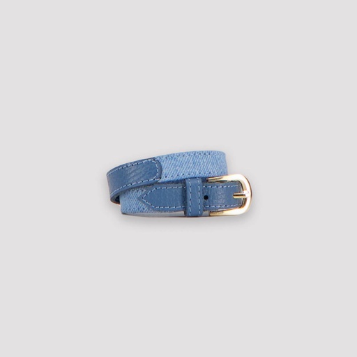 [01-010-131-001-K921-U] Bracelet unisexe en cuir et denim (Jeans Bleu Clair &amp; Cuir Bleu Clair)