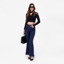 T-shirt crop côtelé femme manches longues avec détail cut out