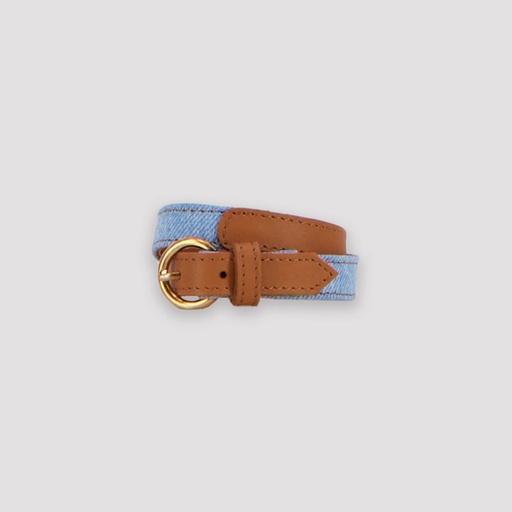 [01-010-131-001-K929-U] Bracelet unisexe en cuir et denim (Jeans Bleu Clair &amp; Cuir Caramel)
