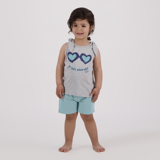 [05-010-26-043-K932-12/18M] Ensemble bébé fille sans manches JE SUIS ADORABLE (12/18M)