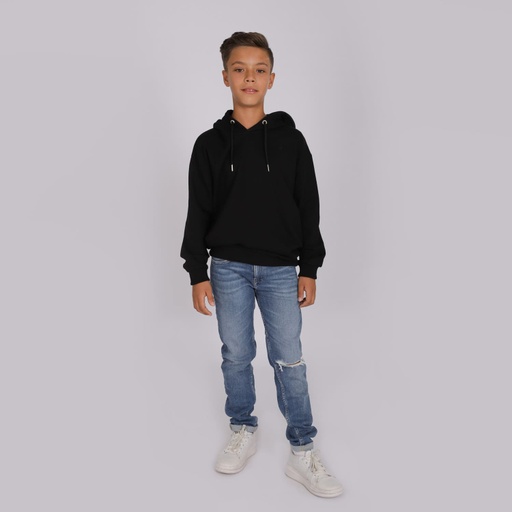 [05-010-43-078-K040-10/12A] Hoodie unisexe enfant avec broderie (Noir, 10/12A)