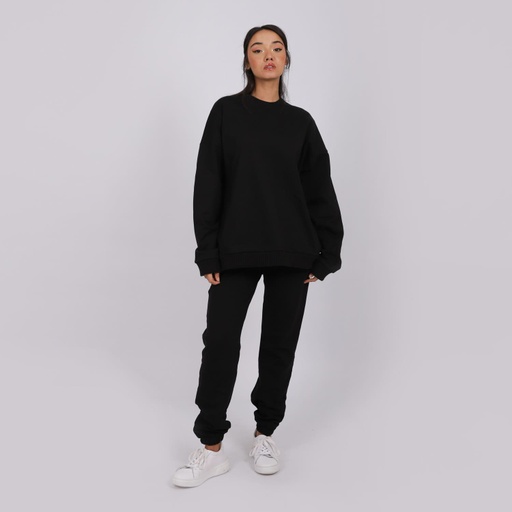 [05-010-36-166-K040-L] Sweat oversized unisexe avec poches coté (Noir, L)