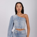 Top femme asymétrique en jeans - TAHIYA