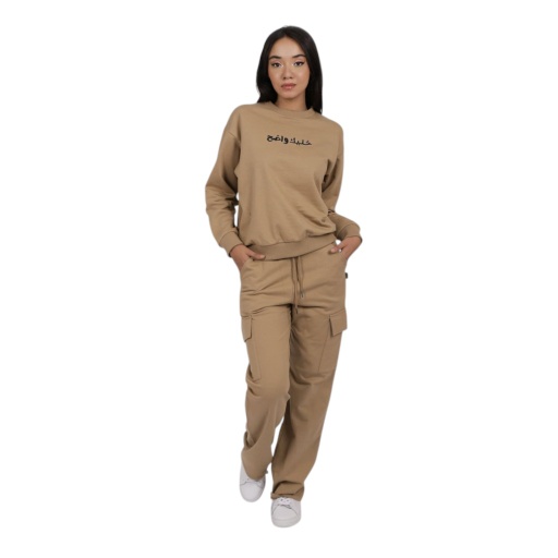 [05-010-65-057-K156-L] Jogger cargo femme jambe droite (Marron Clair , L)