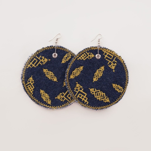 [01-010-130-005-K419-U] Boucle d'oreille en jeans HEAVY PRINT EFFECT - TUNIS FASHION WEEK 2024 (Jeans Bleu  Moyen)