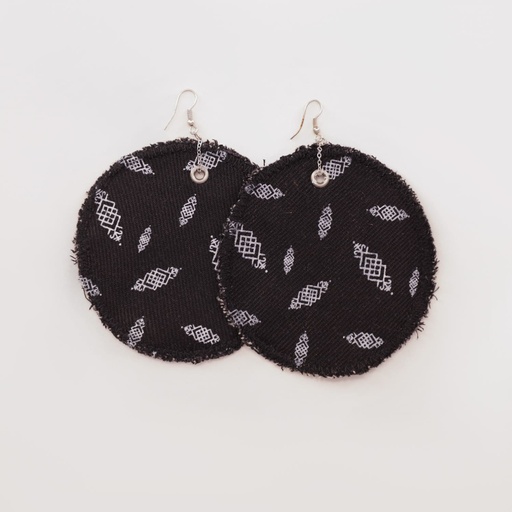 [01-010-130-005-K160-U] Boucle d'oreille en jeans HEAVY PRINT EFFECT - TUNIS FASHION WEEK 2024 (Jeans Noir)
