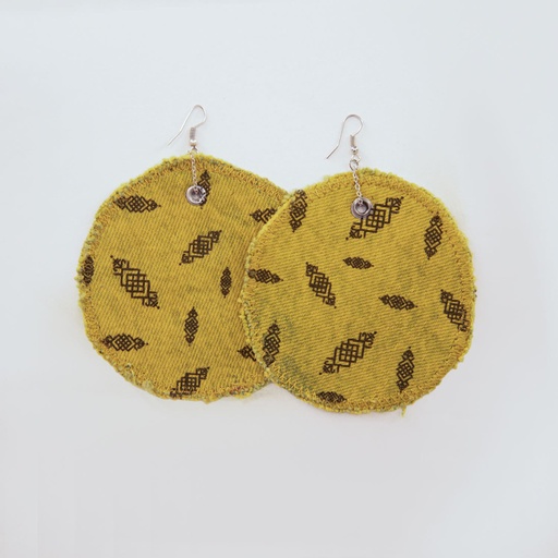 [01-010-130-005-K582-U] Boucle d'oreille en jeans HEAVY PRINT EFFECT - TUNIS FASHION WEEK 2024 (Jeans Jaune)