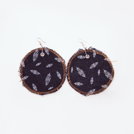 [01-010-130-005-K490-U] Boucle d'oreille en jeans HEAVY PRINT EFFECT - TUNIS FASHION WEEK 2024 (Jeans  Bleu Foncé)