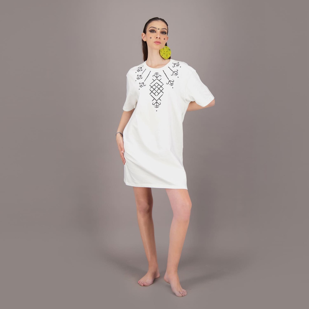 T-shirt &amp; Robe oversized unisexe Modular MOTIF BERBERE HEAVY PRINT AND LASER - TUNIS FASHION WEEK 2024