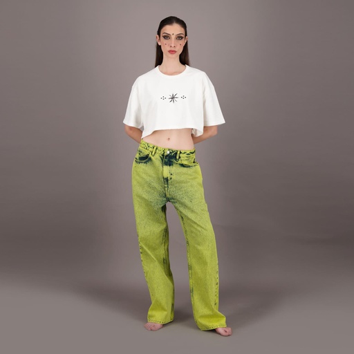 [05-010-02-668-K100-L/XL] T-shirt cropped unisexe FREEDOM  Selvedge And Raw Look - TUNIS FASHION WEEK 2024 (L/XL)