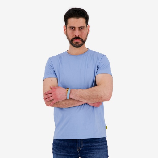 [05-010-02-538-K288-L] T-shirt homme manches courtes avec broderie (Bleu clair, L)