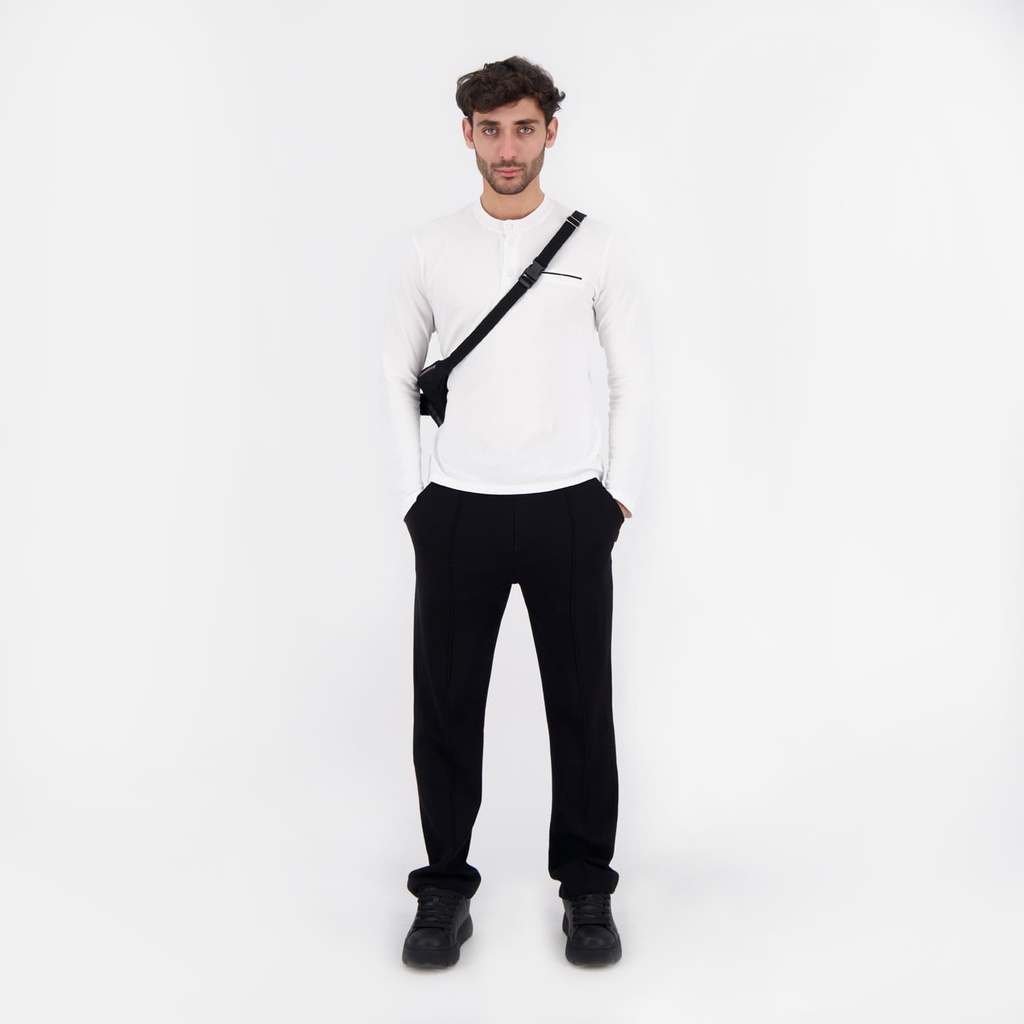 Pantalon chino  homme en piqué jambe droite