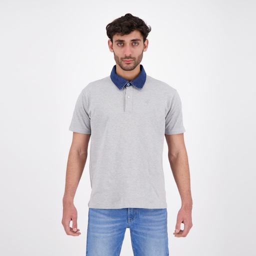 [05-010-15-073-K025-L] Polo homme manches courtes avec col en denim (L)