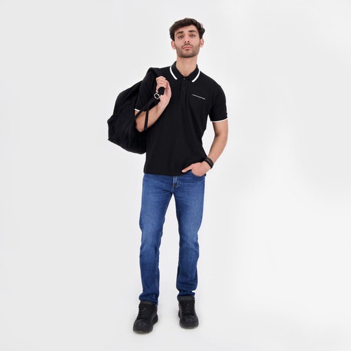 Polo homme manches courtes avec poche passepoilée