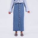 Jupe maxi femme boutonnée en jeans  - MAYAR