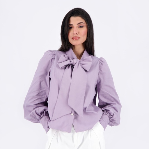 Chemise femme col cravate en chaine &amp; trame