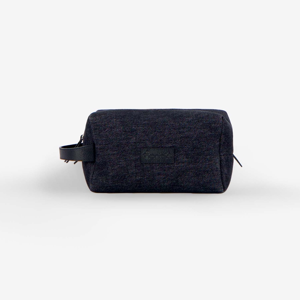 Trousse de toilette homme en jeans et cuir