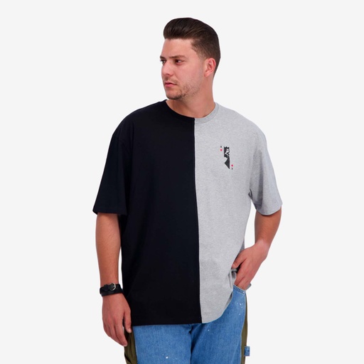 [05-010-02-815-K548-L] Upcycling t-shirt oversized homme manches courtes CROQUIS POCHE &amp; الري V2 (L)