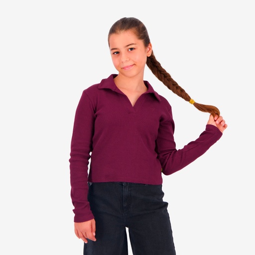 [05-010-15-32-K486-10-12A] Polo côtelé fille manches longues (10-12A)