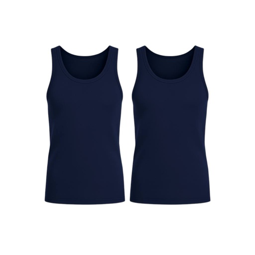 [05-010-19-031-K015-L] Lot de 2 Singlets homme en coton pur (Bleu Marine, L)