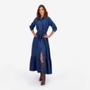 Robe longue femme  avec volant et Broderie ROKIA