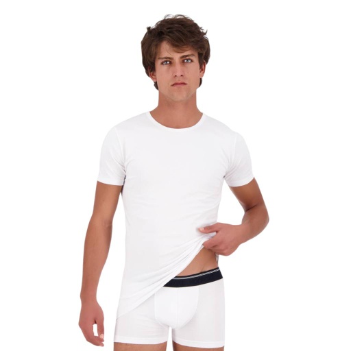 [05-010-02-820-K000-L] T-shirt slim homme col rond  en jersey (Blanc, L)