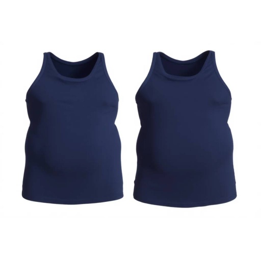 [05-010-19-033-K015-3XL] Lot  de 2 Singlets homme grandes tailles en coton pur (Bleu Marine, 3XL)