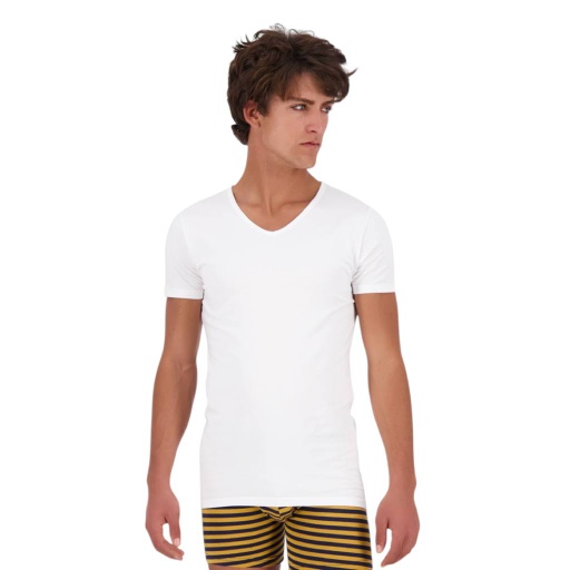 [05-010-02-821-K000-L] T-shirt slim homme col V en jersey (Blanc, L)
