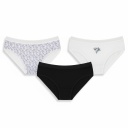 Lot de 3 Slips taille haute femme bords elastique large en coton stretch