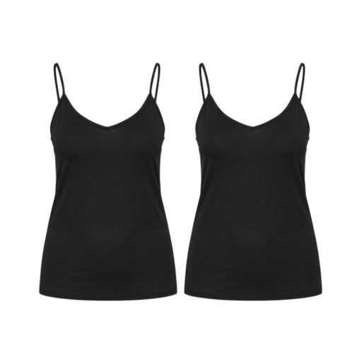 [05-010-08-035-K040-L] Lot de 2 Caracos femme col V en microfibre extensible (Noir, L)
