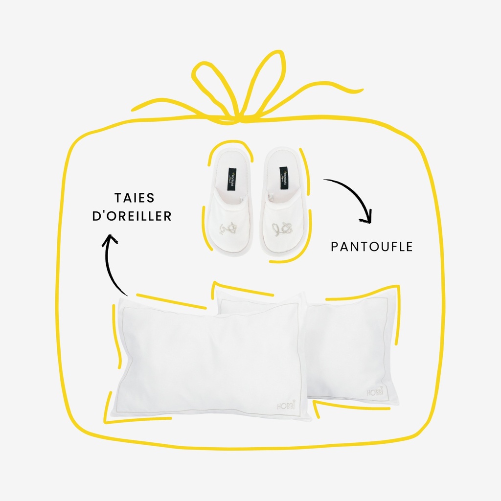 Pack cadeau taies d'oreiller &amp; pantoufle