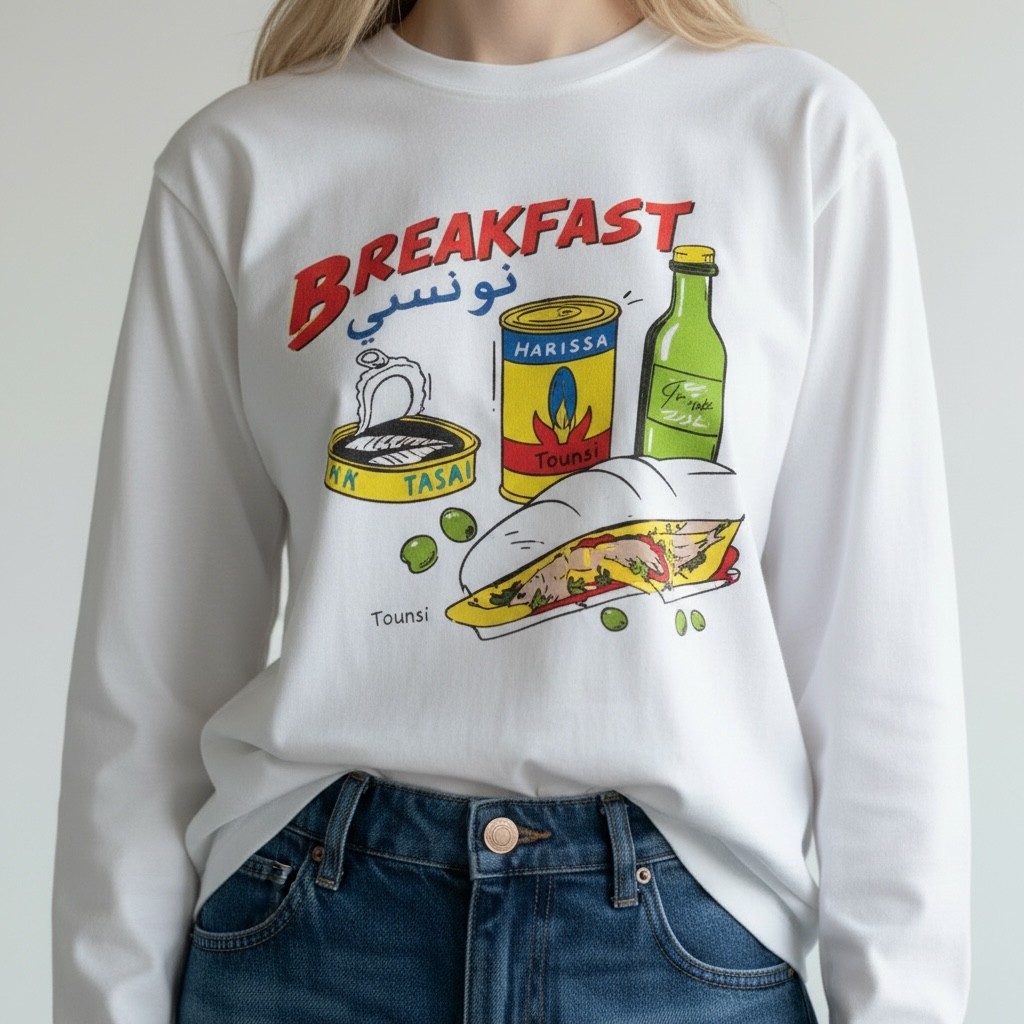 Sweat femme oversized breakfast تونسي