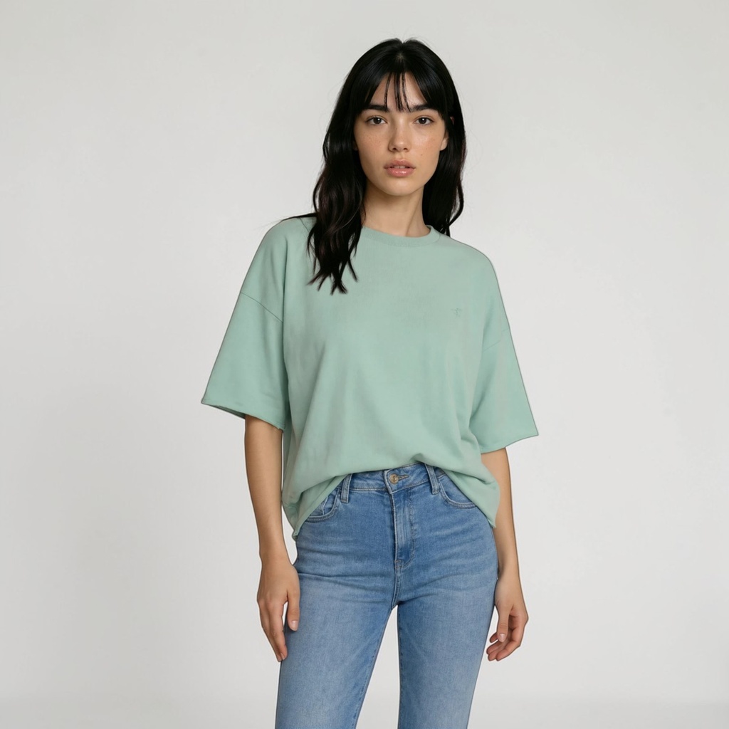 Sweat oversized femme manches courtes   avec broderie