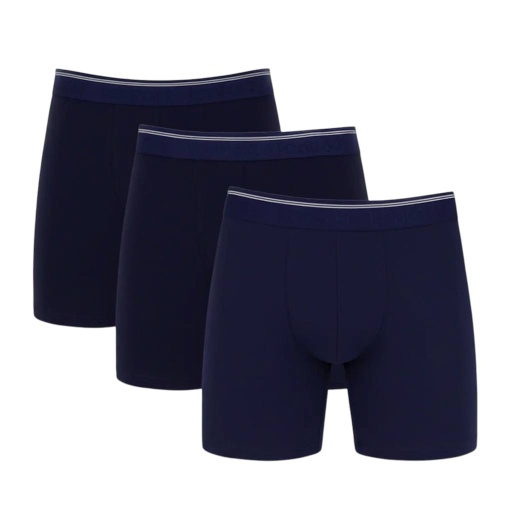 [05-010-06-041-K015-L] Lot  de 3 boxers homme en coton stretch (Bleu Marine, L)