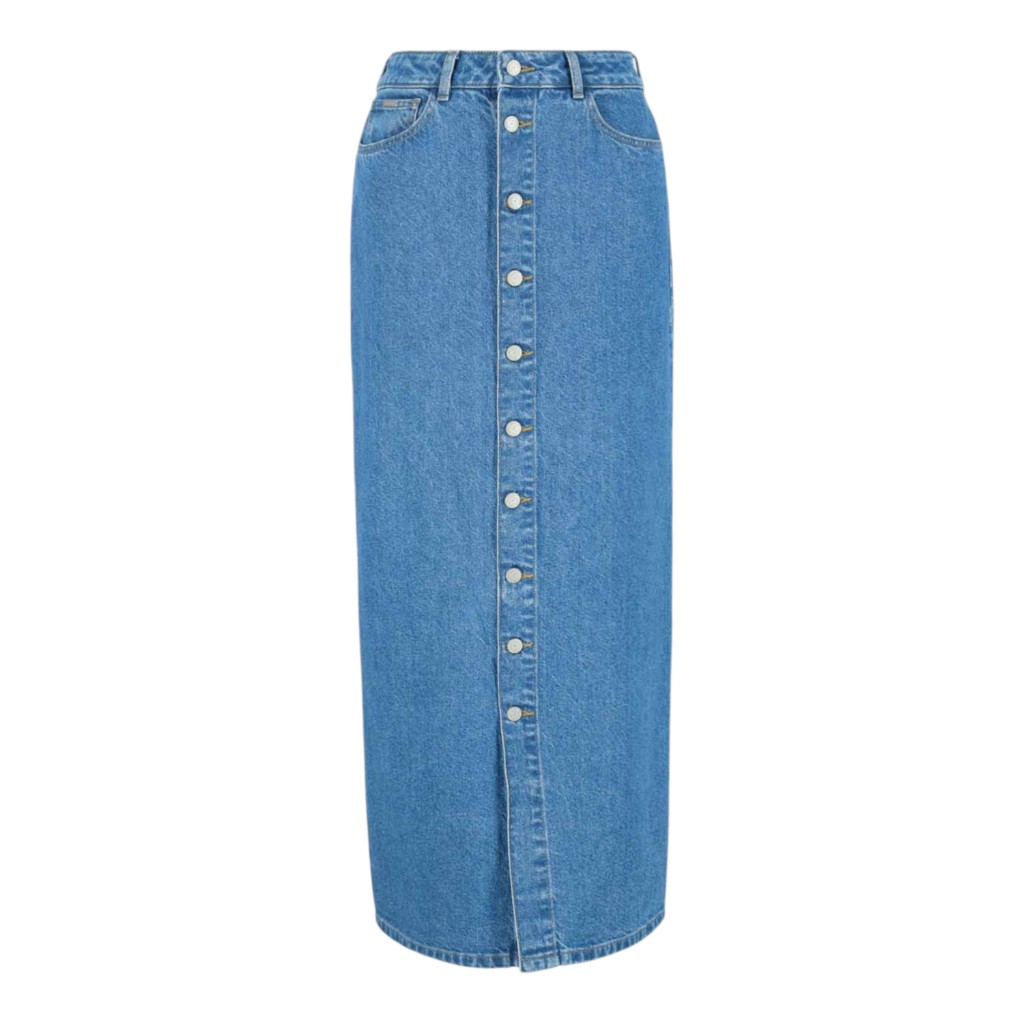 Jupe maxi femme boutonnée en jeans-MAYAR