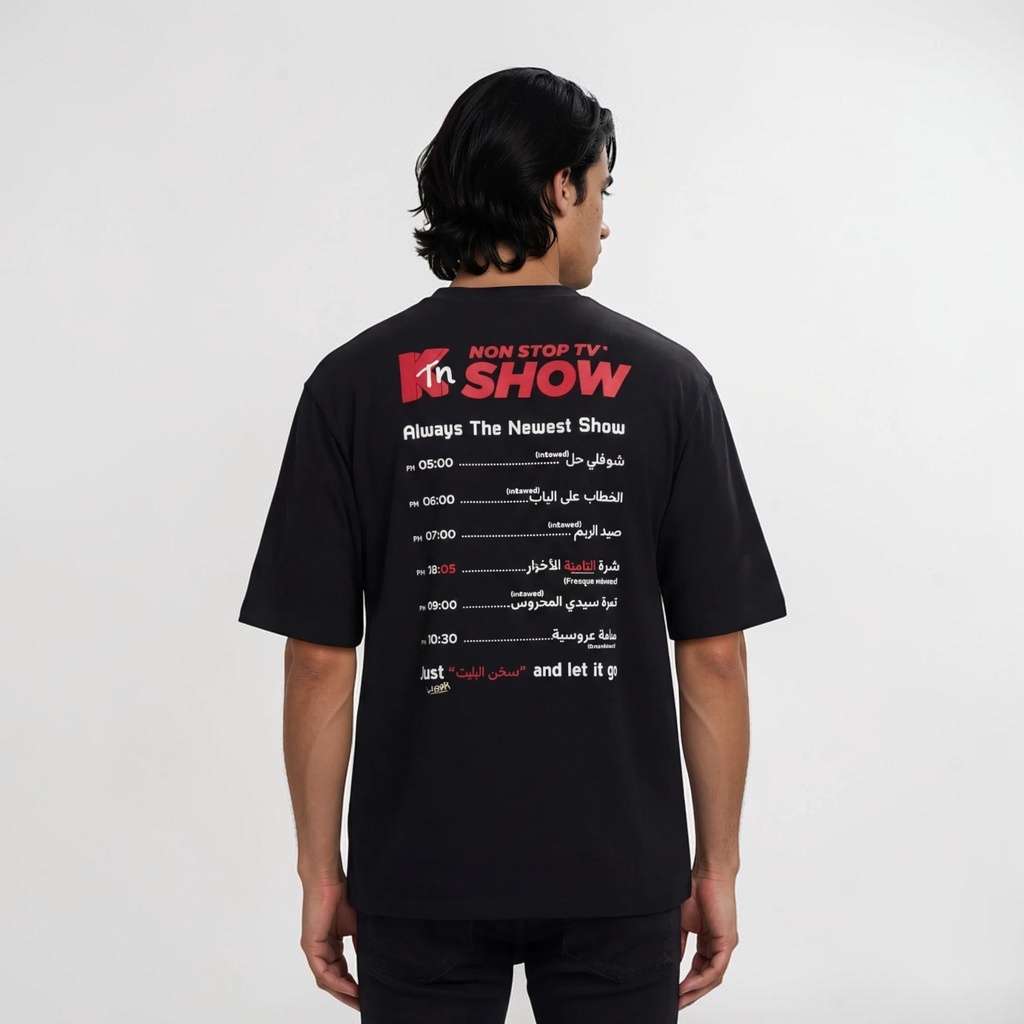 T-shirt oversized unisexe manches courtes K tn NON STOP TV SHOW