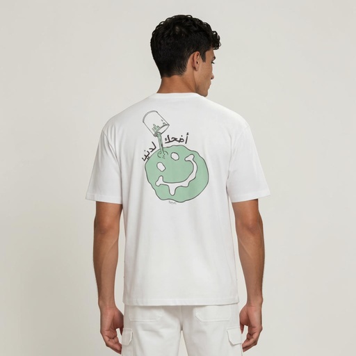 [05-010-02-845-K000-L] T-shirt oversized homme manches courtes اضحك لدنيا (L)