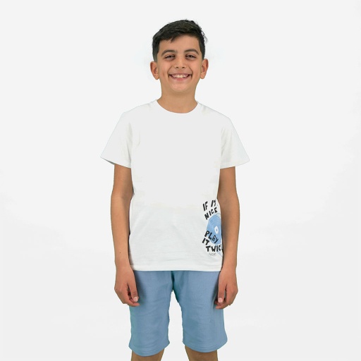 [05-010-02-852-K000-10/12A] T-shirt garçon manches courtes IF IT'S NICE PLAY IT TWICE (10/12A)