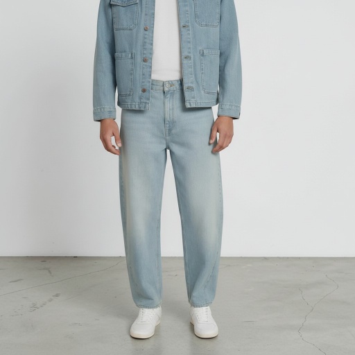 [01-010-01-588-K419-24] Barrel jeans unisexe-BIBOO (Jeans Bleu  Moyen, 24)