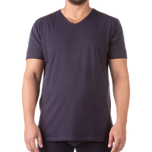 T-shirt col V grandes tailles en coton pur