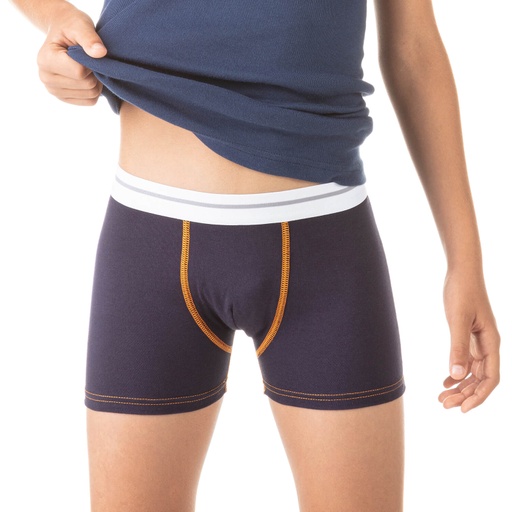 Boxer garçon avec surpiqures contrastées en coton stretch