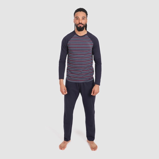 Pyjama homme manche raglan rayée