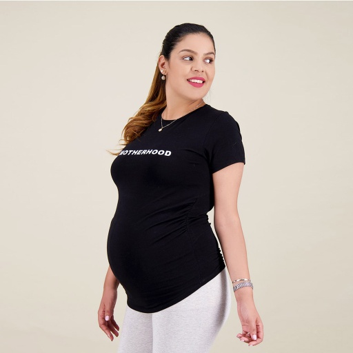 T-shirt femme enceinte col rond &amp; manches courtes MOTHER HOOD