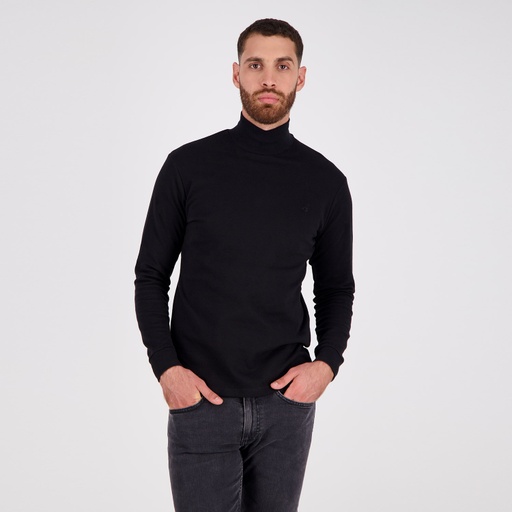 Pull col roulé homme manches longues en piqué avec broderie