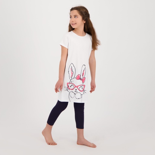 Robe de pyjama fille et capri  LAPIN